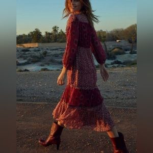 Ba&sh Gypsie Ruffle Tiered Lady Dress in Rose New With Tags